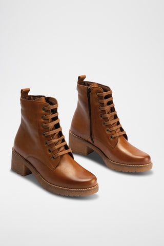 Bottines en cuir nappa - Camel