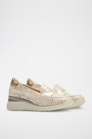 Mocassins compensés en cuir - Doré