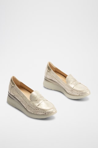 Mocassins compensés en cuir - Doré