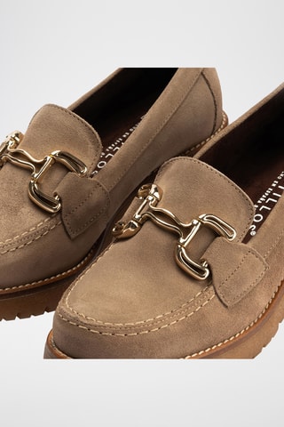 Mocassins à talons en nubuck - Marron clair