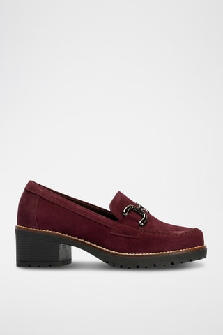 Mocassins à talons en nubuck - Bordeaux