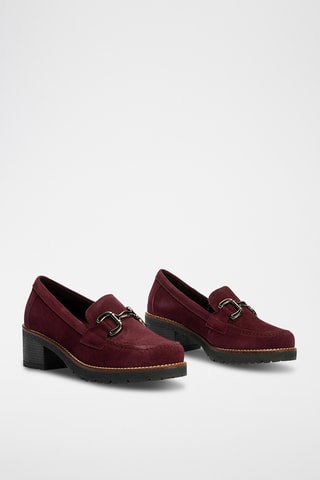Mocassins à talons en nubuck - Bordeaux