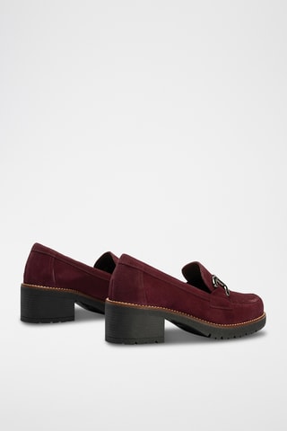 Mocassins à talons en nubuck - Bordeaux
