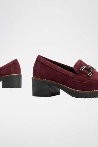Mocassins à talons en nubuck - Bordeaux