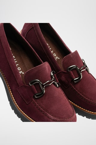 Mocassins à talons en nubuck - Bordeaux