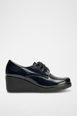 Derbys compensés en cuir verni - Bleu marine