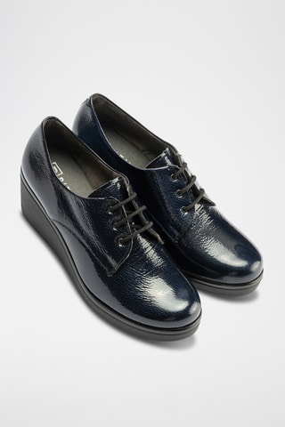 Derbys compensés en cuir verni - Bleu marine
