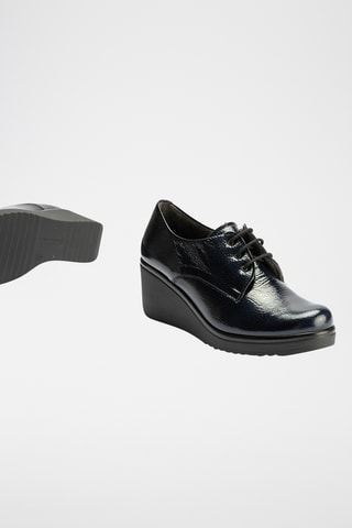 Derbys compensés en cuir verni - Bleu marine