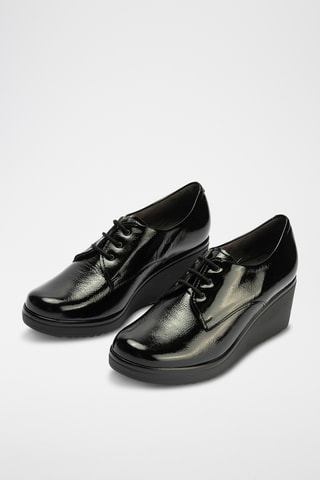 Derbys compensés en cuir verni - Noir