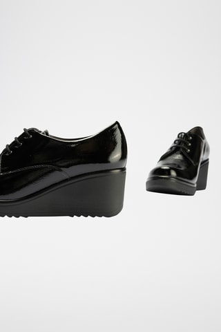 Derbys compensés en cuir verni - Noir