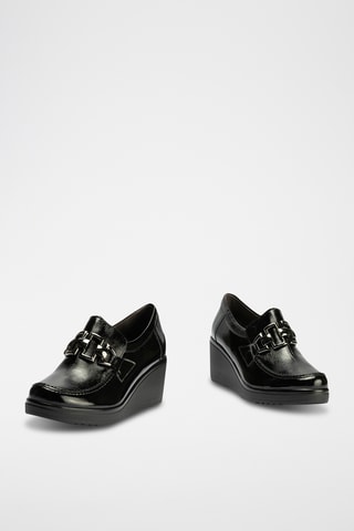 Mocassins compensés en cuir verni - Noir 