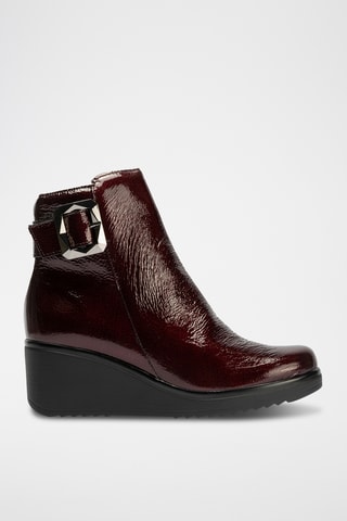 Bottines compensées en cuir verni - Bordeaux