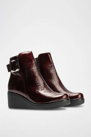 Bottines compensées en cuir verni - Bordeaux