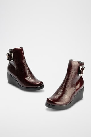 Bottines compensées en cuir verni - Bordeaux