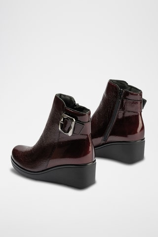 Bottines compensées en cuir verni - Bordeaux