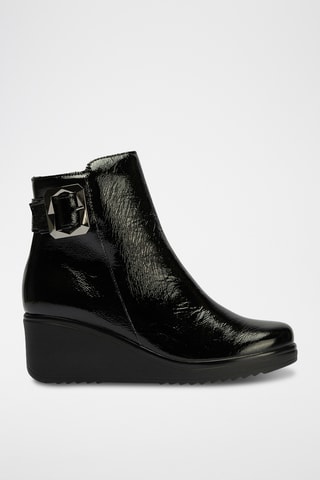 Bottines compensées en cuir verni - Noir