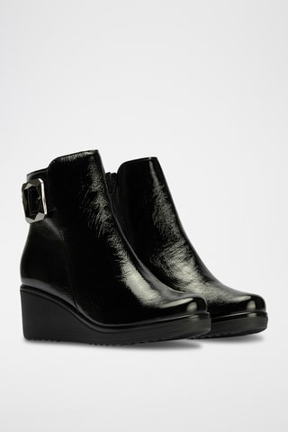 Bottines compensées en cuir verni - Noir