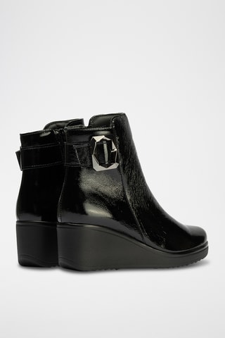 Bottines compensées en cuir verni - Noir