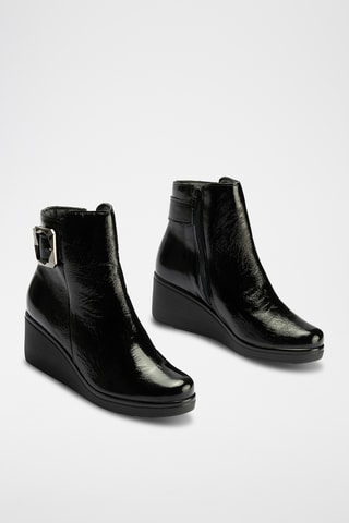Bottines compensées en cuir verni - Noir