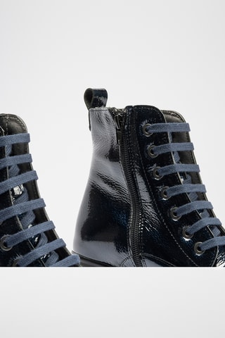 Bottines compensées en cuir verni - Bleu marine