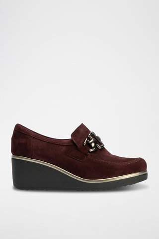 Mocassins compensés en nubuck - Bordeaux