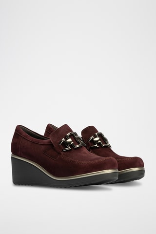 Mocassins compensés en nubuck - Bordeaux
