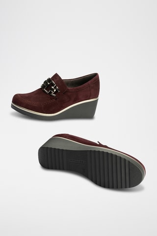 Mocassins compensés en nubuck - Bordeaux
