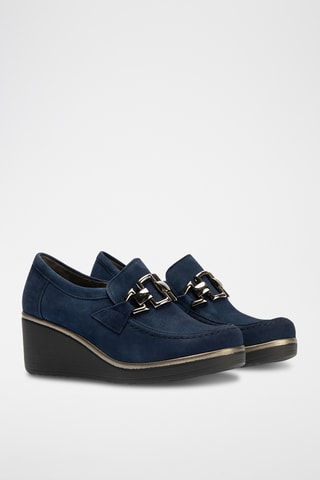 Mocassins compensés en nubuck - Bleu marine