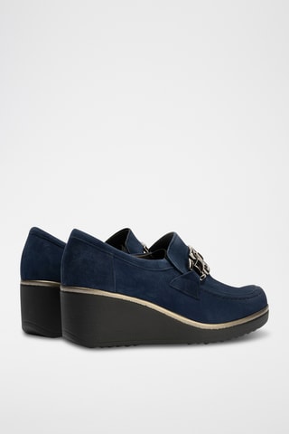 Mocassins compensés en nubuck - Bleu marine