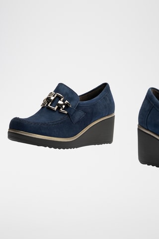 Mocassins compensés en nubuck - Bleu marine