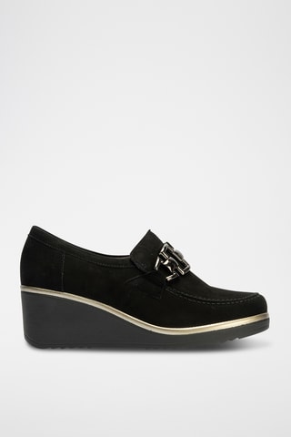 Mocassins compensés en nubuck - Noir