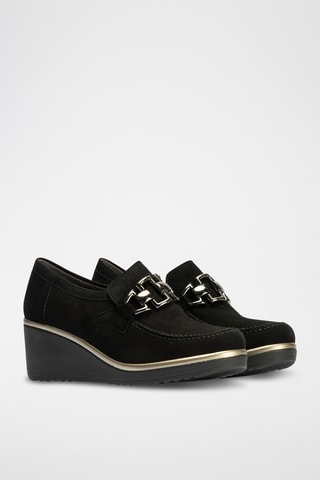 Mocassins compensés en nubuck - Noir