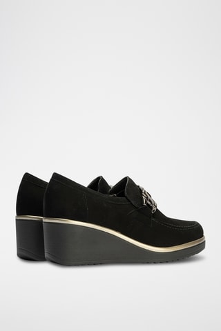 Mocassins compensés en nubuck - Noir