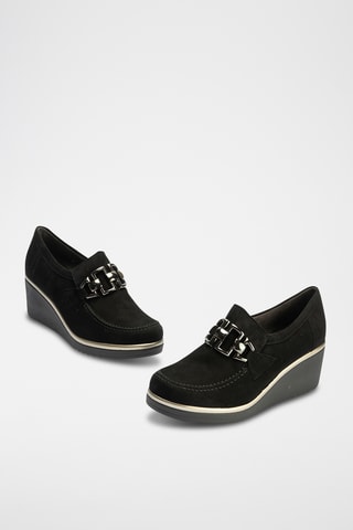 Mocassins compensés en nubuck - Noir