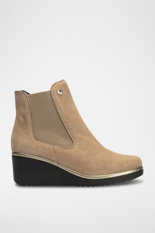 Bottines compensées en nubuck - Taupe