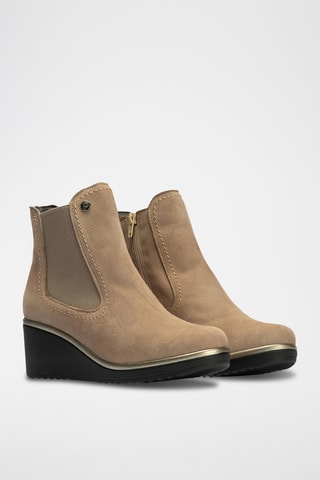 Bottines compensées en nubuck - Taupe