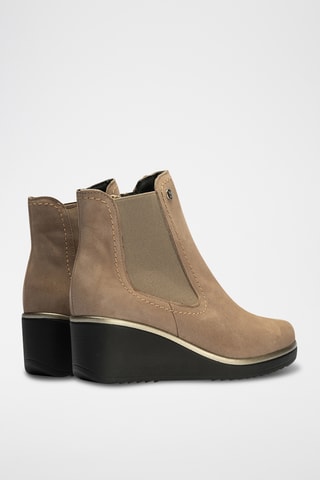 Bottines compensées en nubuck - Taupe