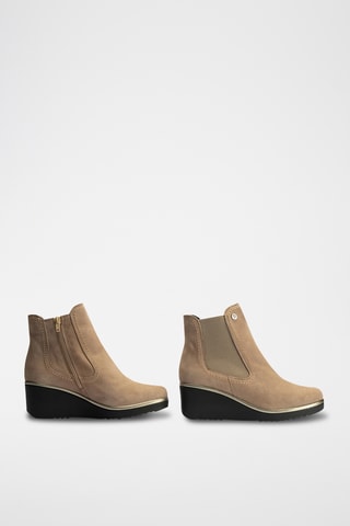 Bottines compensées en nubuck - Taupe
