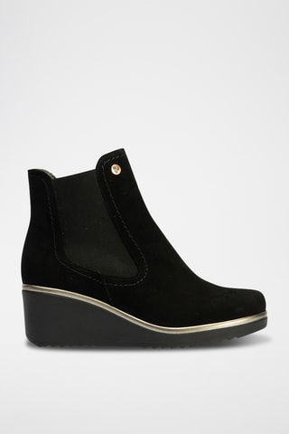 Bottines compensées en nubuck - Noir 