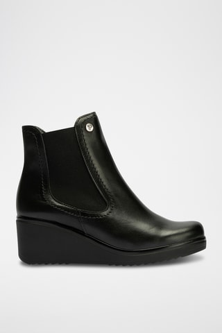 Bottines compensées en cuir nappa - Noir 