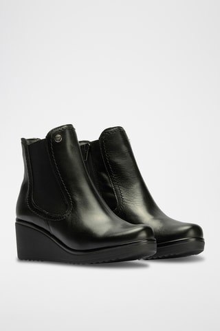 Bottines compensées en cuir nappa - Noir 