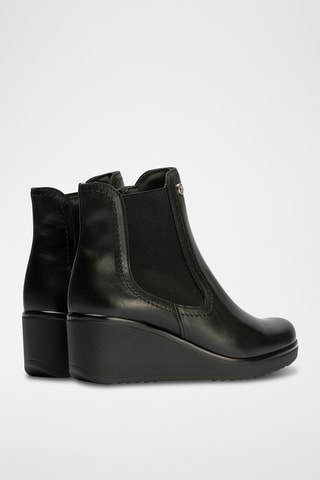 Bottines compensées en cuir nappa - Noir 
