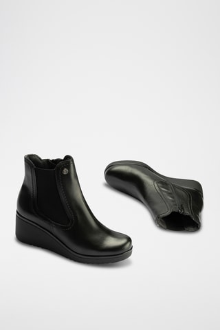 Bottines compensées en cuir nappa - Noir 