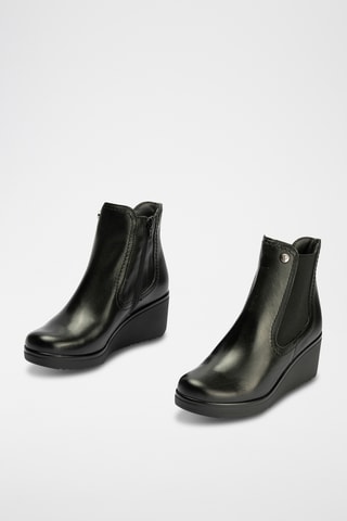 Bottines compensées en cuir nappa - Noir 