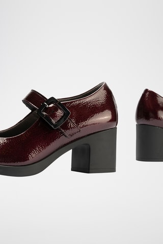 Babies à talons en cuir verni - Bordeaux