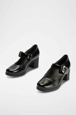 Babies à talons en cuir verni - Noir