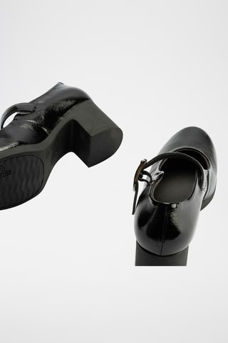 Babies à talons en cuir verni - Noir
