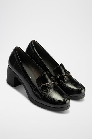 Mocassins à talons en cuir verni - Noir