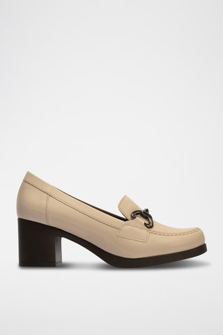 Mocassins à talons en cuir nappa - Beige