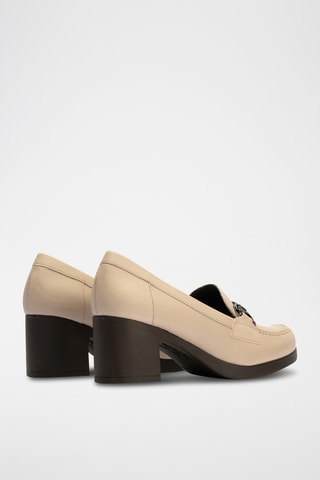 Mocassins à talons en cuir nappa - Beige